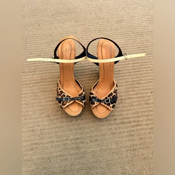 Barbara Bui Size 38 leopard canvas platform shoes - Picture 1 of 11